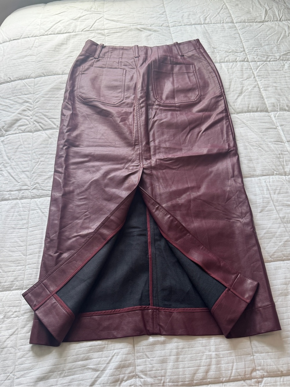 Maeve Anthropologie burgundy faux leather maxi skirt, size M - Picture 6 of 10